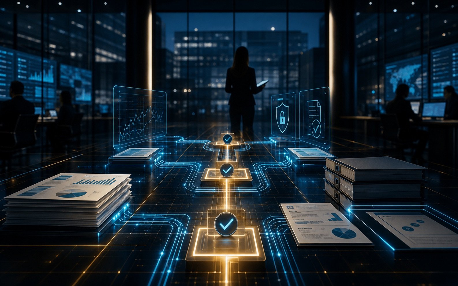 Controlled finance and governance workflow with approvals and evidence